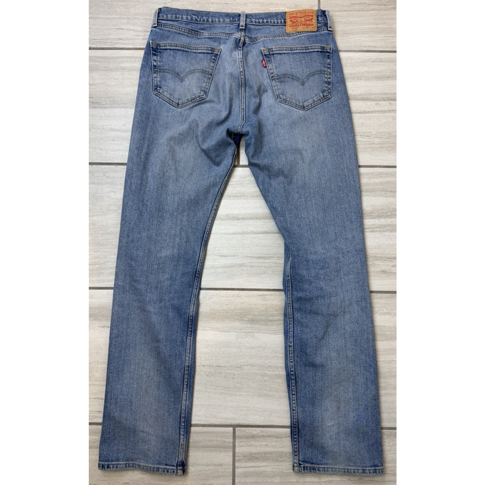Levis 505 Distressed Jeans Men's Size 34X34 Retro Grunge Stretch Straight Leg - Picture 2 of 7